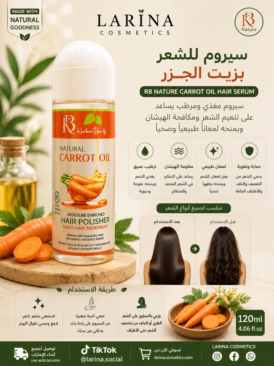 Karibou Beauty Anti-Frizz Carrot Oil Hair Polisher 207ml