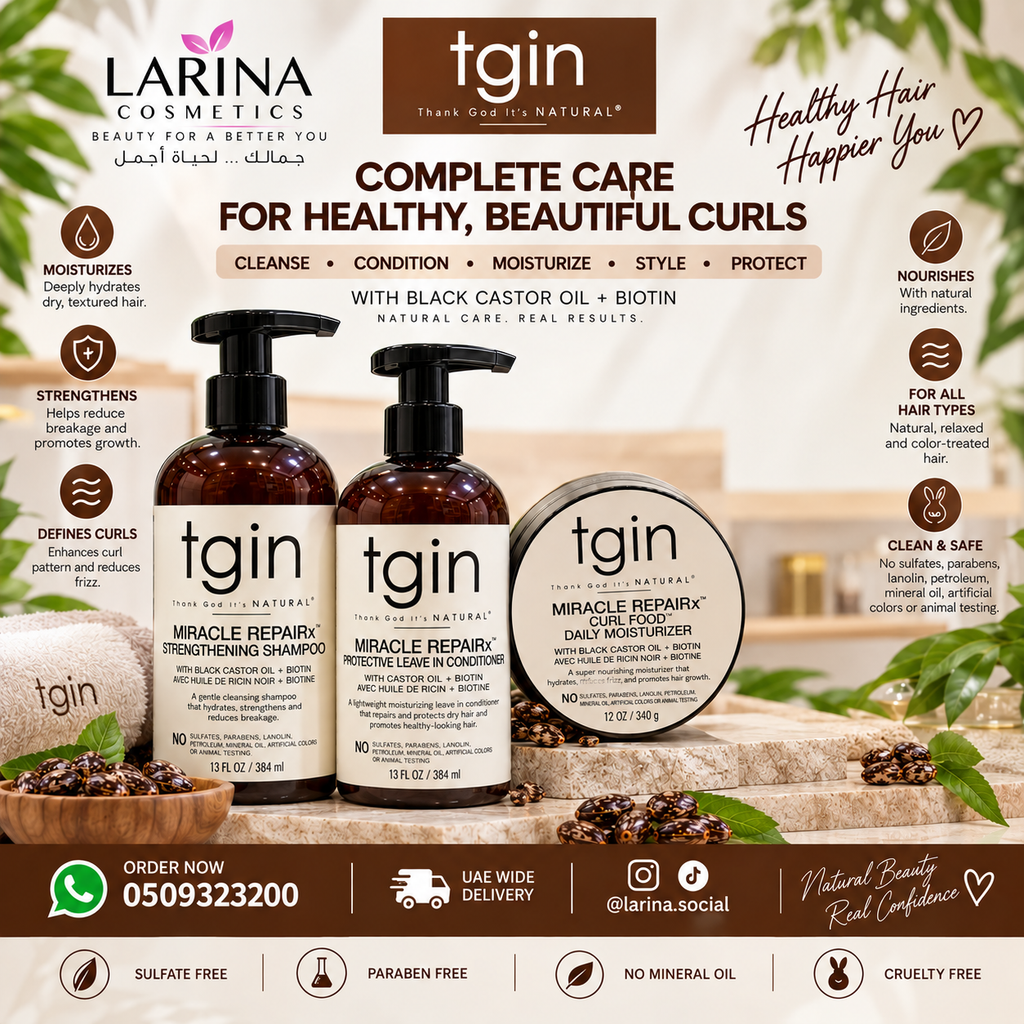 مجموعة TGIN Miracle RepairX للعناية المتكاملة بالشعر بزيت الخروع الأسود والبيوتين