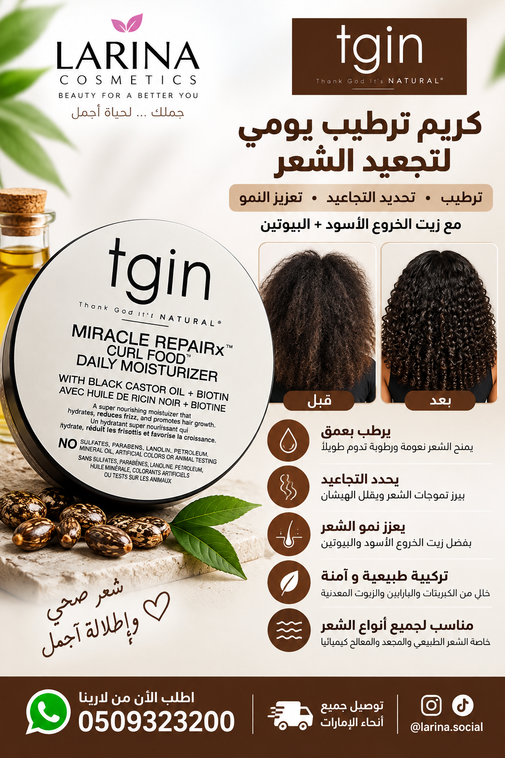 مجموعة TGIN Miracle RepairX للعناية المتكاملة بالشعر بزيت الخروع الأسود والبيوتين